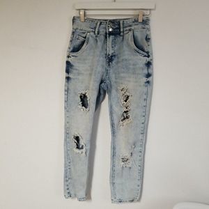 Almost Famous Pleated Acid Washed Distressed Jeans Size 3 Pants Teens Juniors